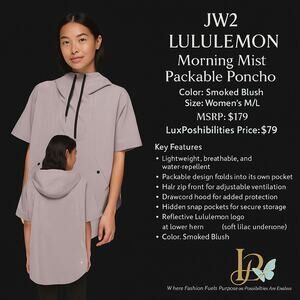Lululemon Morning Mist Cape Smoky Blush Windproof Water-Repellent Packable M/L